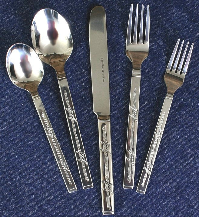 Rustic Barbed Wire Engraved Stainless Flatware