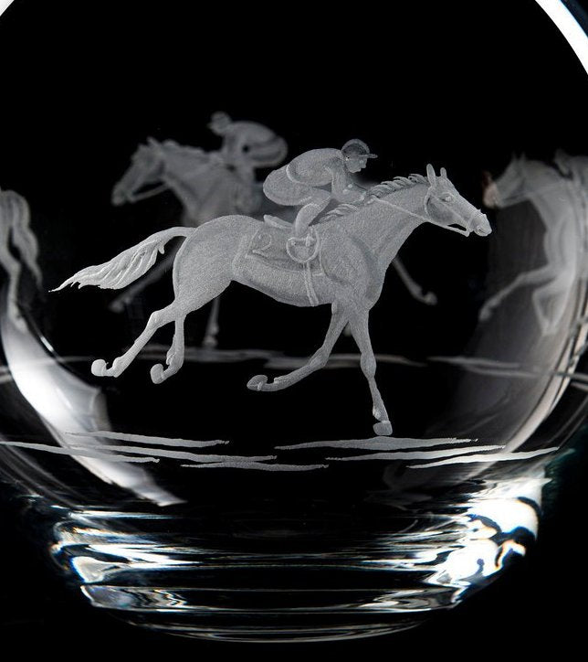 Engraved Glass At The Races Moon Vase