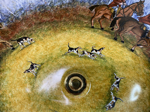 Fox Hunt Hand-Painted Sink