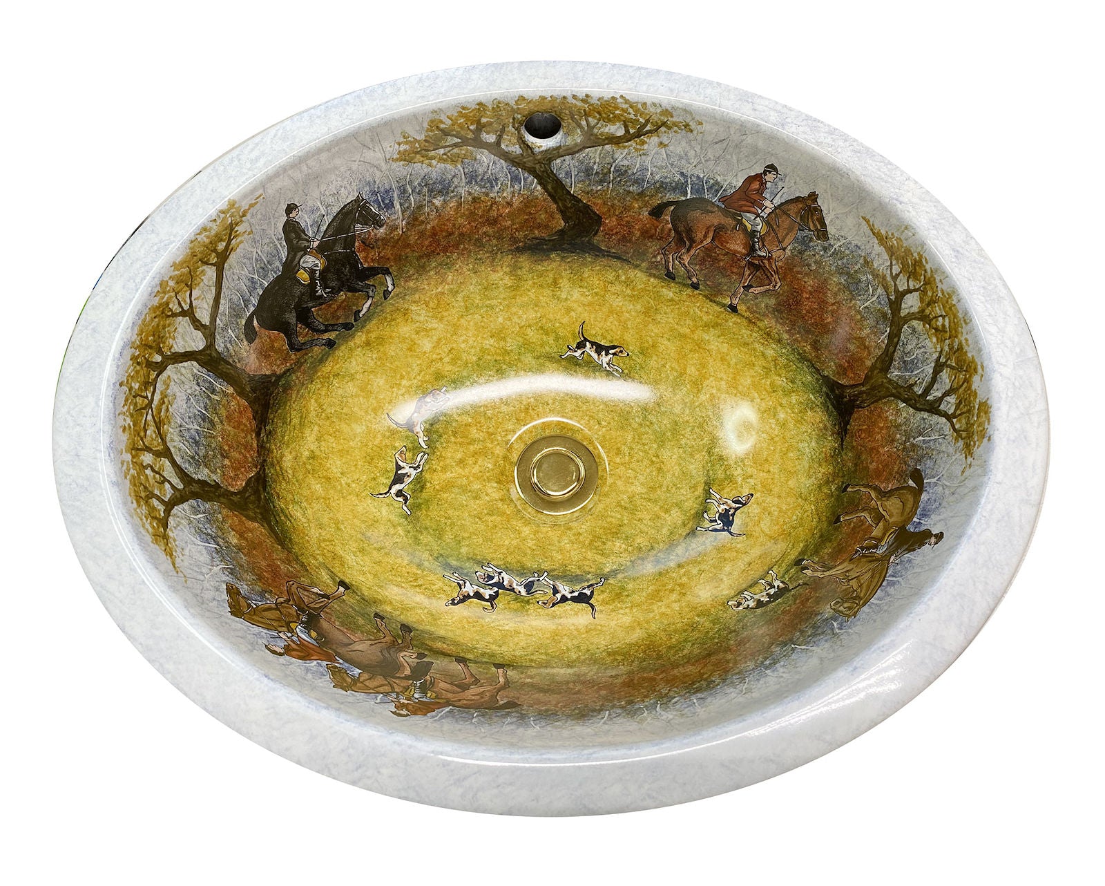 Fox Hunt Hand-Painted Sink