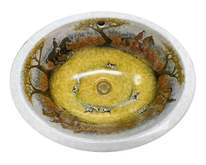 Fox Hunt Hand-Painted Sink