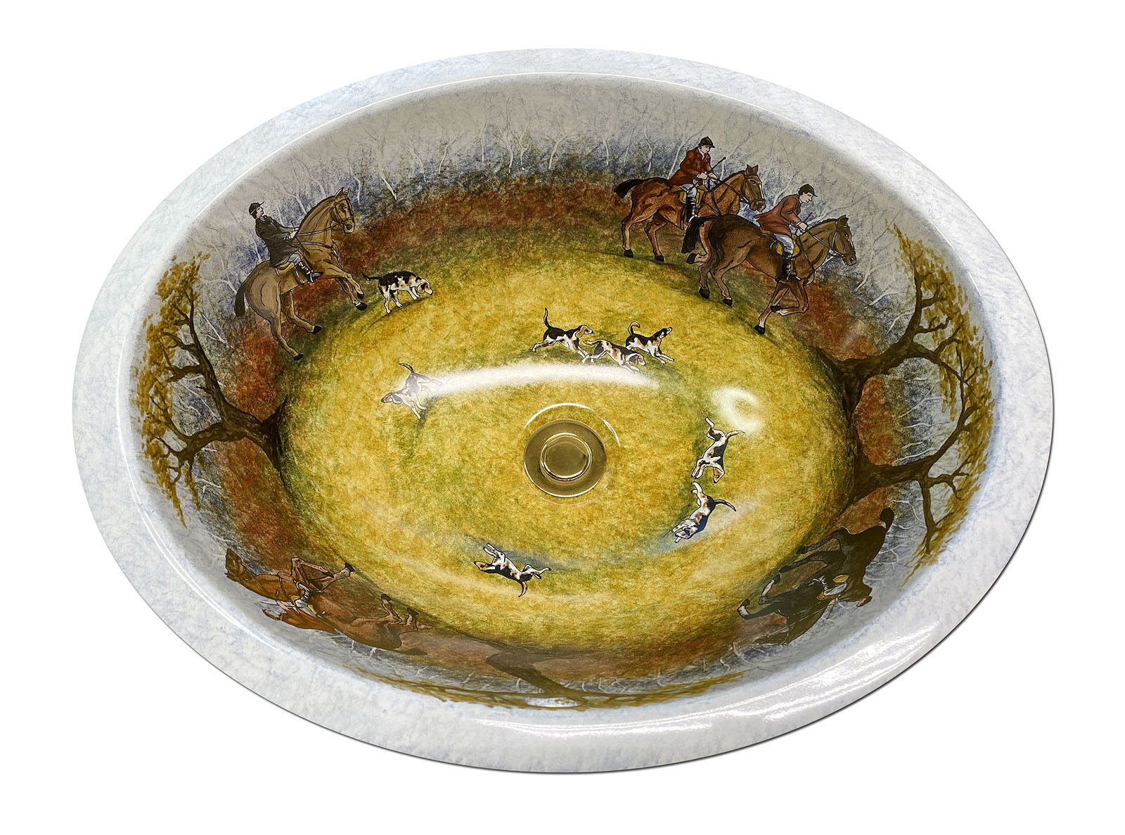 Fox Hunt Hand-Painted Sink