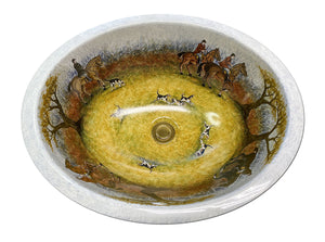 Fox Hunt Hand-Painted Sink