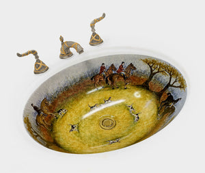 Fox Hunt Hand-Painted Sink