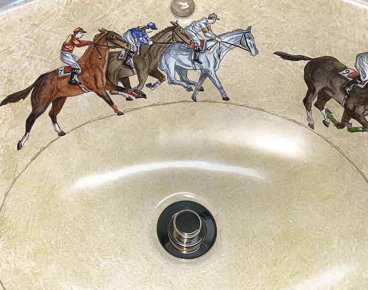At The Races Hand-Painted Sink