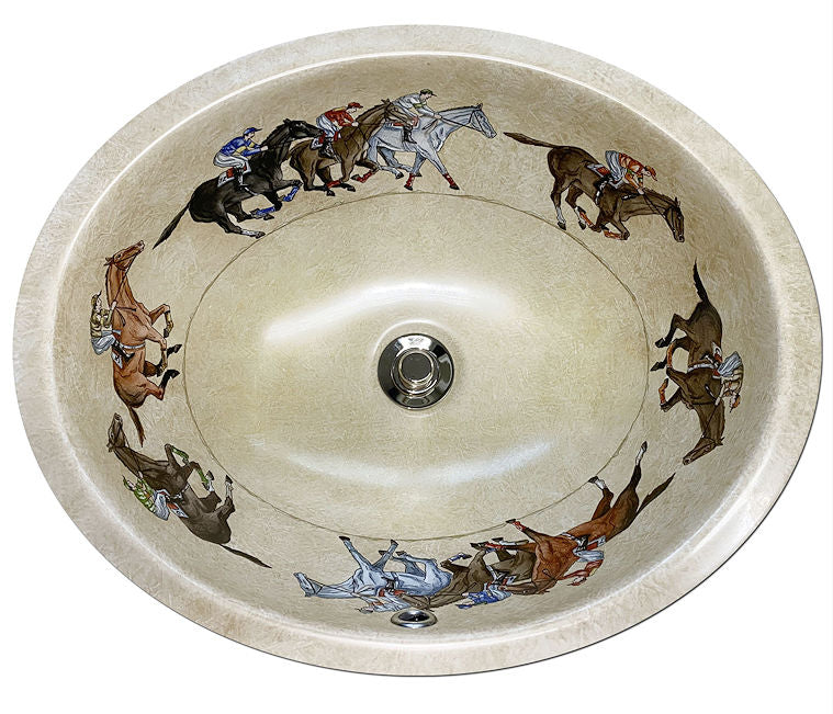At The Races Hand-Painted Sink