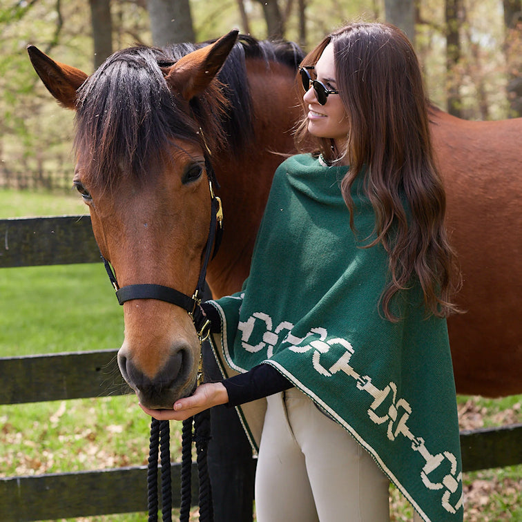 Eco Conscious Horse Bit Knit Poncho - Equine Luxuries