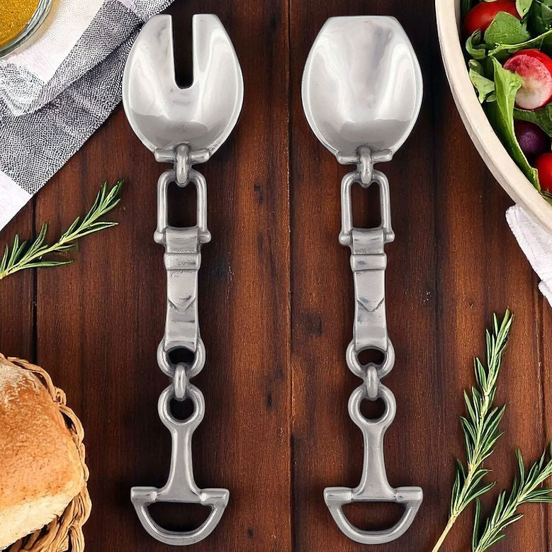 Polished Aluminum Bit-And-Bridle 2-Pc. Server Set - Equine Luxuries