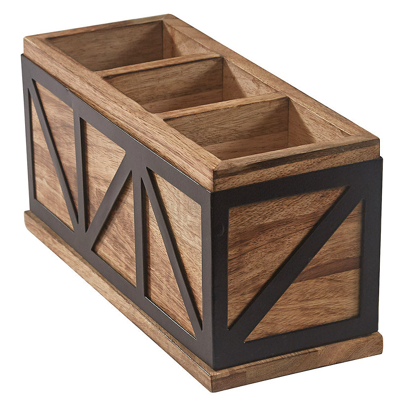 Barn Door Mango Wood Cutlery Caddy