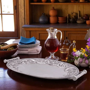 Tooled Leather Style Aluminum Serving Tray - Equine Luxuries