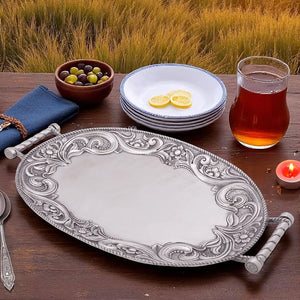 Tooled Leather Style Aluminum Serving Tray - Equine Luxuries