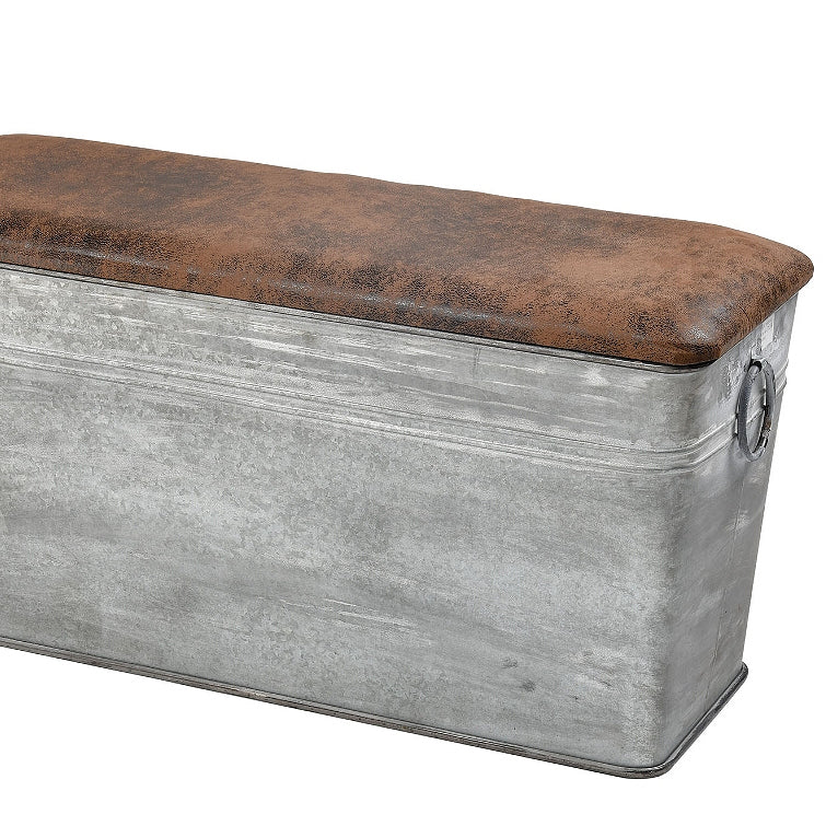 Galvanized Metal Trough Storage Bench