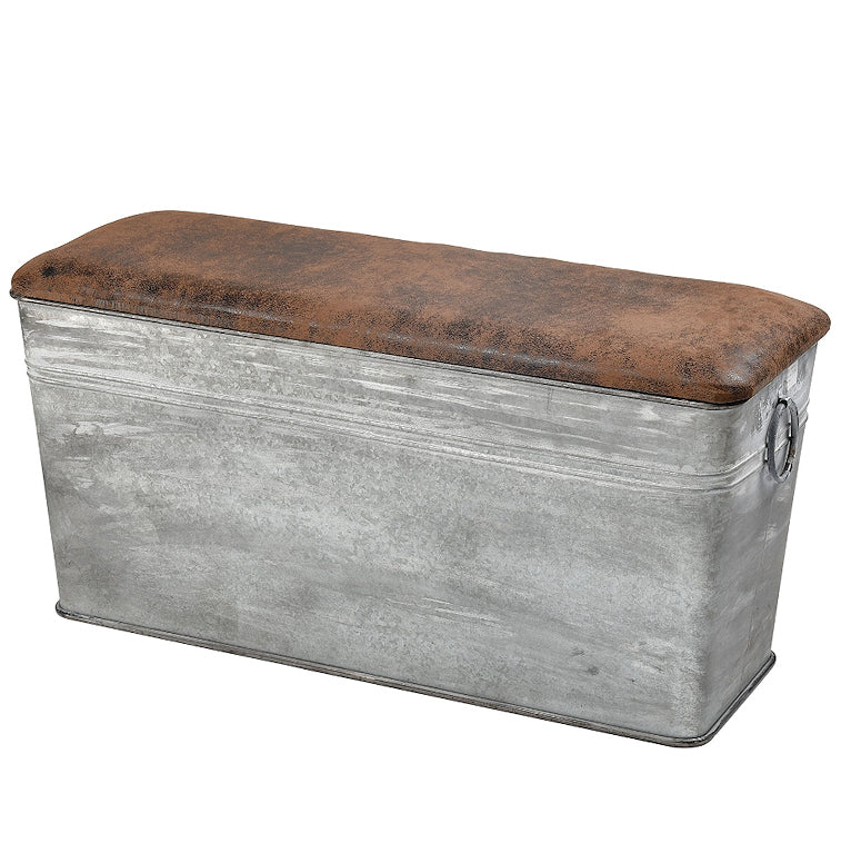 Galvanized Metal Trough Storage Bench
