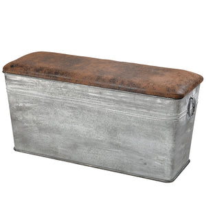 Galvanized Metal Trough Storage Bench
