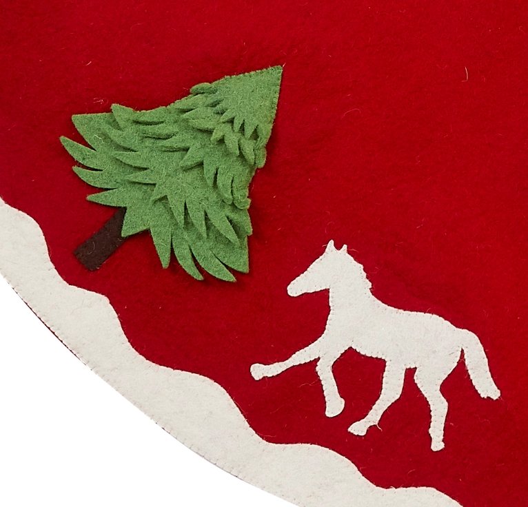 Holiday Horse Wool Christmas Tree Skirt