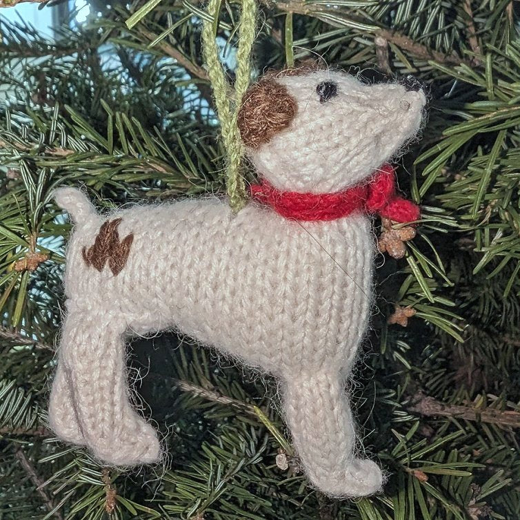 Hand-Knit Jack Russell Ornament Set