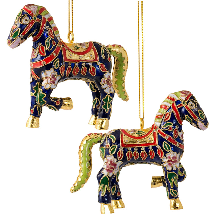 Cloisonné Fanciful Horses Ornament Set