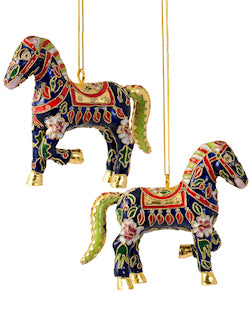 Cloisonné Fanciful Horses Ornament Set