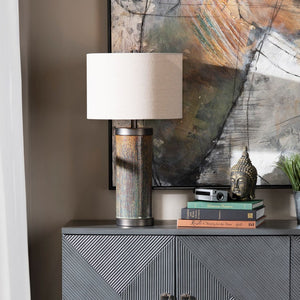 Earthy Ceramic Cylinder Table Lamp Set