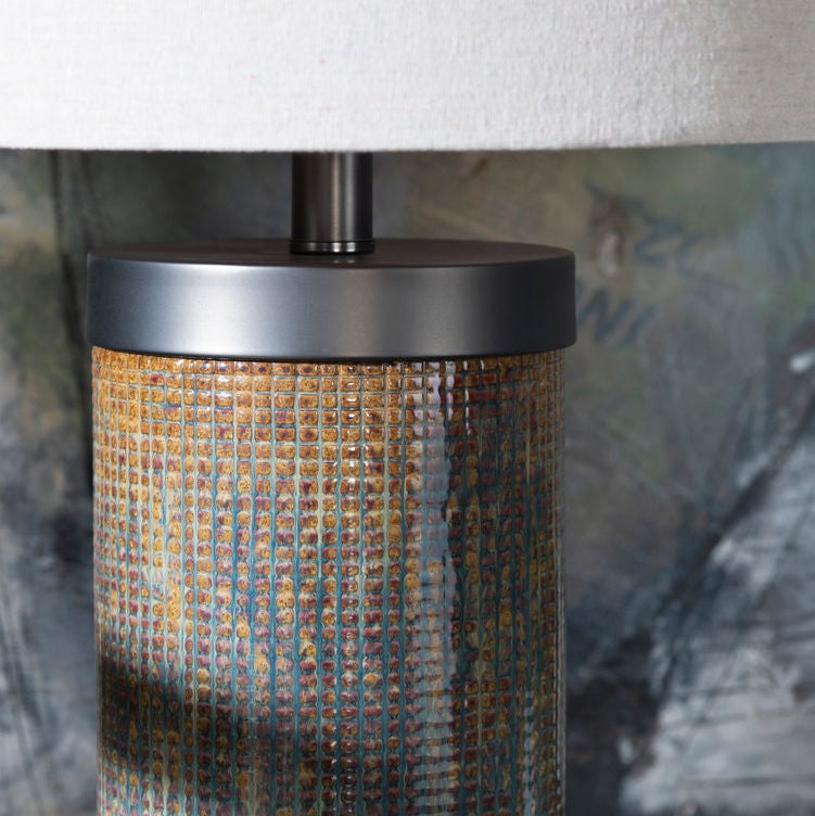 Earthy Ceramic Cylinder Table Lamp Set