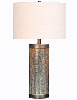 Earthy Ceramic Cylinder Table Lamp Set