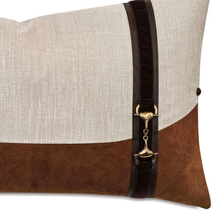 Double Bit Trim Leather Hide Accent Pillow
