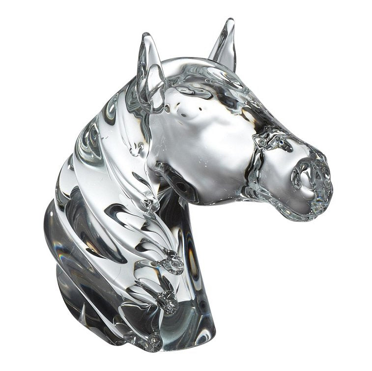 Blown Glass Thoroughbred Bust Sculpture Set Equine Luxuries