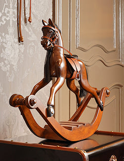 Wooden Victorian Era Tabletop Rocking Horse