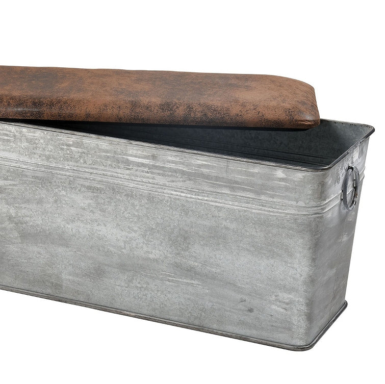 Galvanized Metal Trough Storage Bench