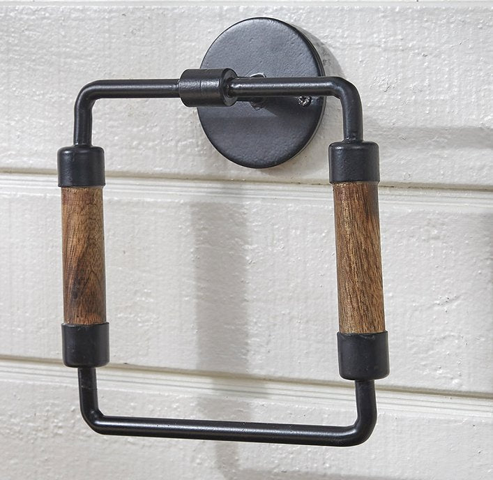 Wood Trim Farmhouse Bath Towel Bar - Equine Luxuries