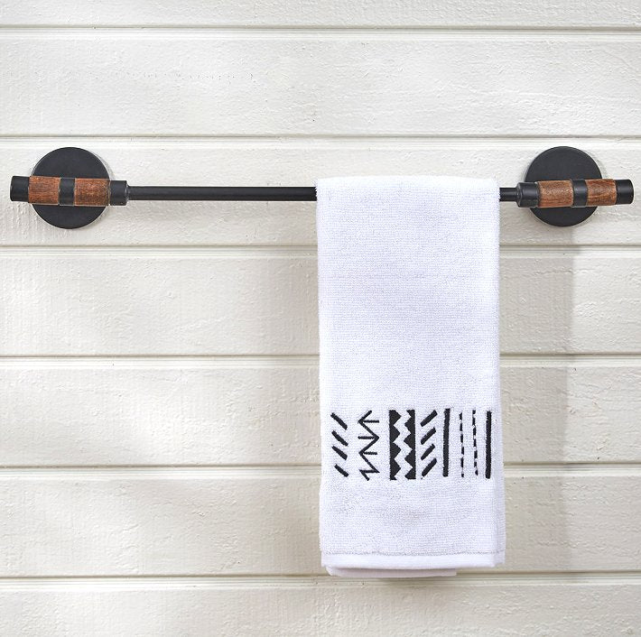 Wood Trim Farmhouse Bath Towel Bar - Equine Luxuries