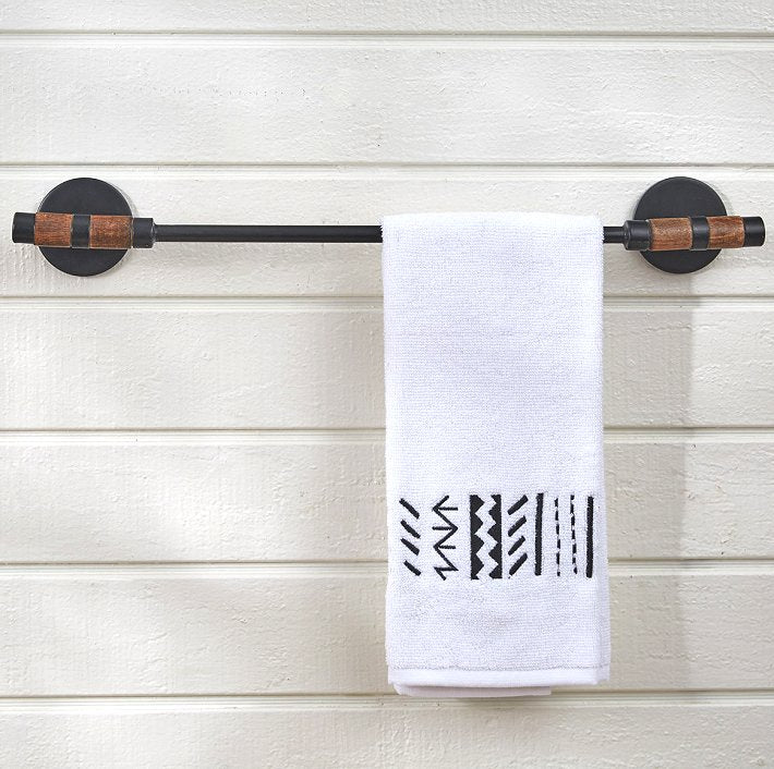 Wood Trim Farmhouse Bath Towel Bar