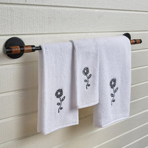 Wood Trim Farmhouse Bath Towel Bar