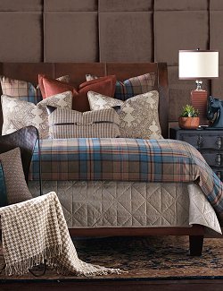 Blue Moon Plaid Luxury Bedding Collection