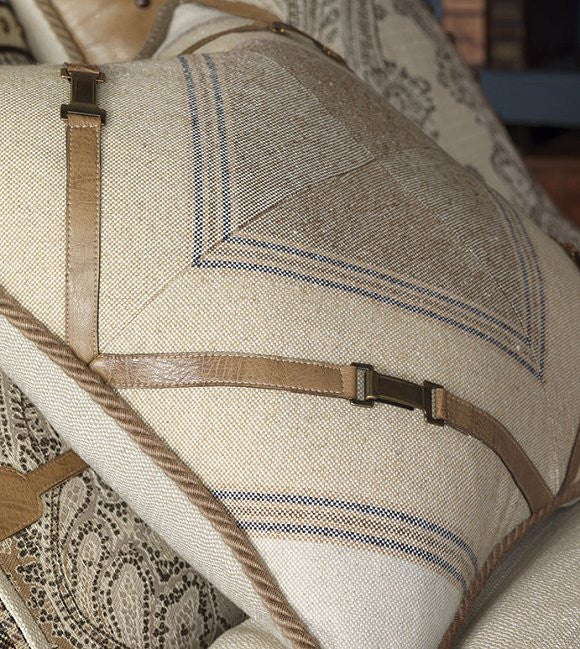 Equine Elements: Buckle Trim Mitered Accent Pillow - Equine Luxuries