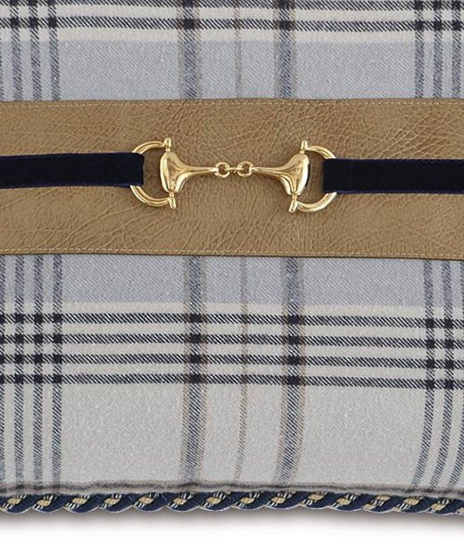 Kensington Manor: Snaffle Bit Trim Plaid Lumbar Pillow