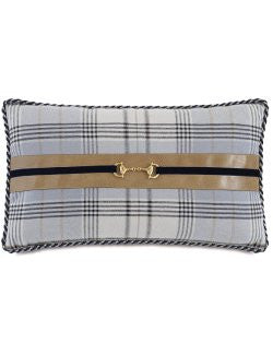 Kensington Manor: Snaffle Bit Trim Plaid Lumbar Pillow - Equine Luxuries
