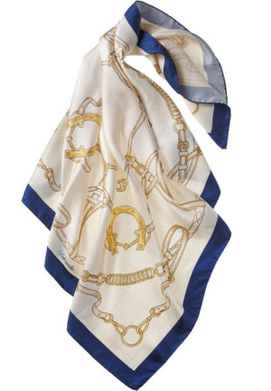 Tack & Horseshoes Print Italian Silk Scarf