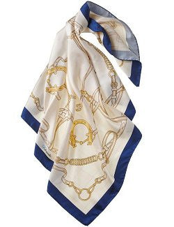 Tack & Horseshoes Print Italian Silk Scarf