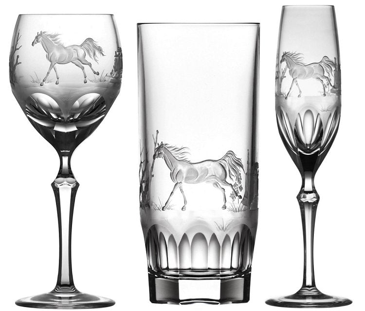 American Quarterhorse Engraved Crystal Barware Sets