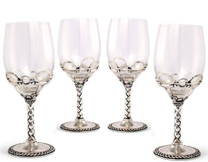 Fleur De Lis - Stemmed Wine Glasses - Set of Four