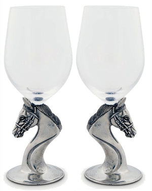 Pewter Based Thoroughbred Wine Glass Set