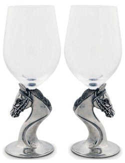 Pewter Based Thoroughbred Wine Glass Set