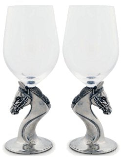 Pewter Based Thoroughbred Wine Glass Set