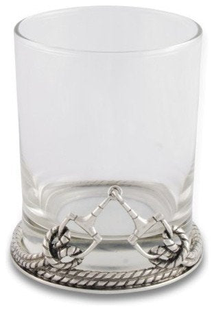 Pewter Base Roped Horse Bit DOF/Rocks Glass Set