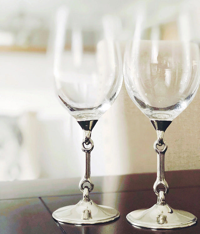 Pewter Bat Stem Wine Glasses (Set of 2)