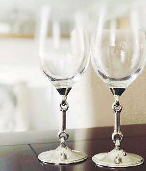 Pewter Bit Stem Wine Glass Set