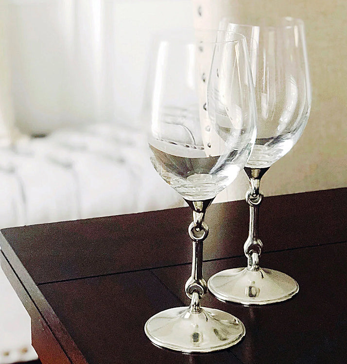 Pewter Bit Stem Wine Glass Set