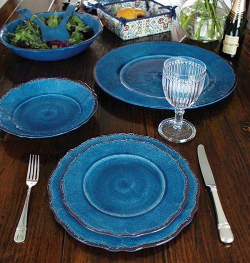 Rustic Cottage Aegean Blue Melamine Dinnerware
