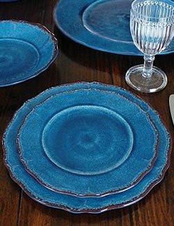 Rustic Cottage Aegean Blue Melamine Dinnerware